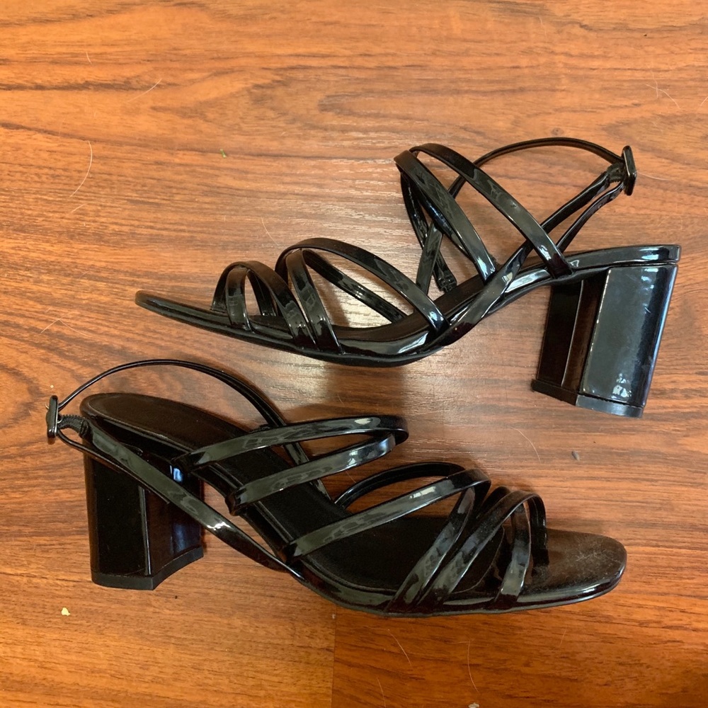 Black Patent Sandal Heels